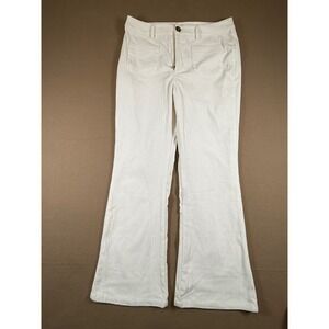 Harper Corduroy Flare Pants Womens Size L Ivory White Casual Career